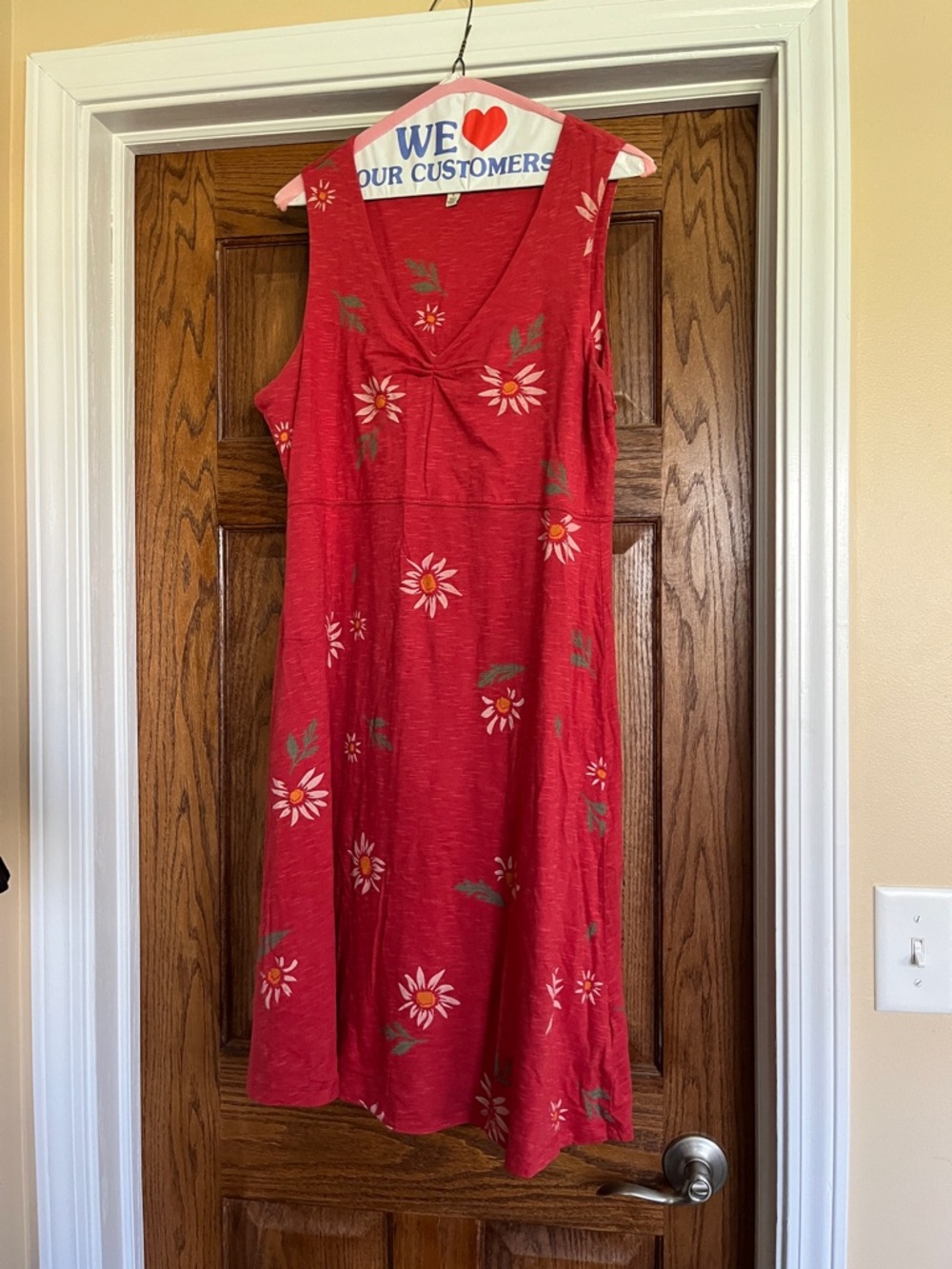 Toad&Co Red Floral V-Neck Sleeveless Midi Dress